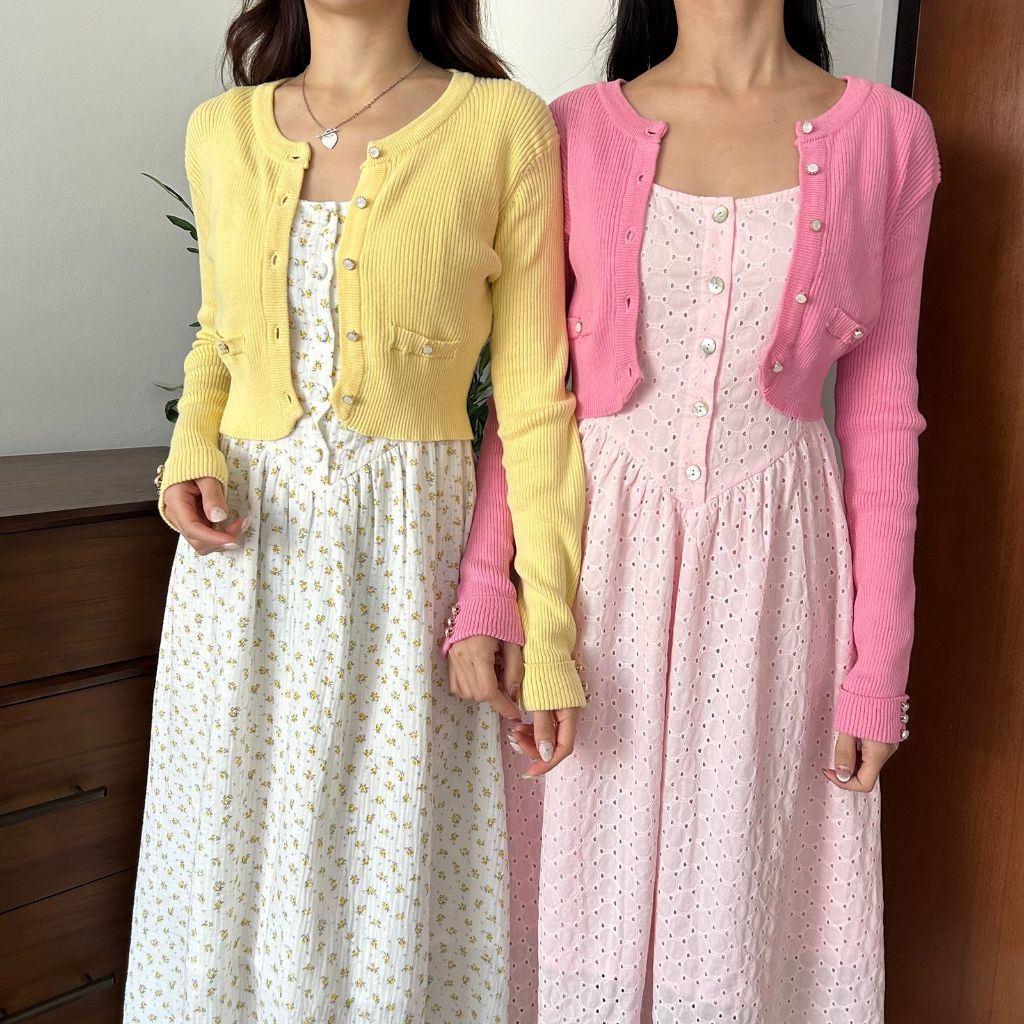 JIWON TOP – OUDRE | Atasan Wanita | Cropped Knit Cardigan | Outer Wanita