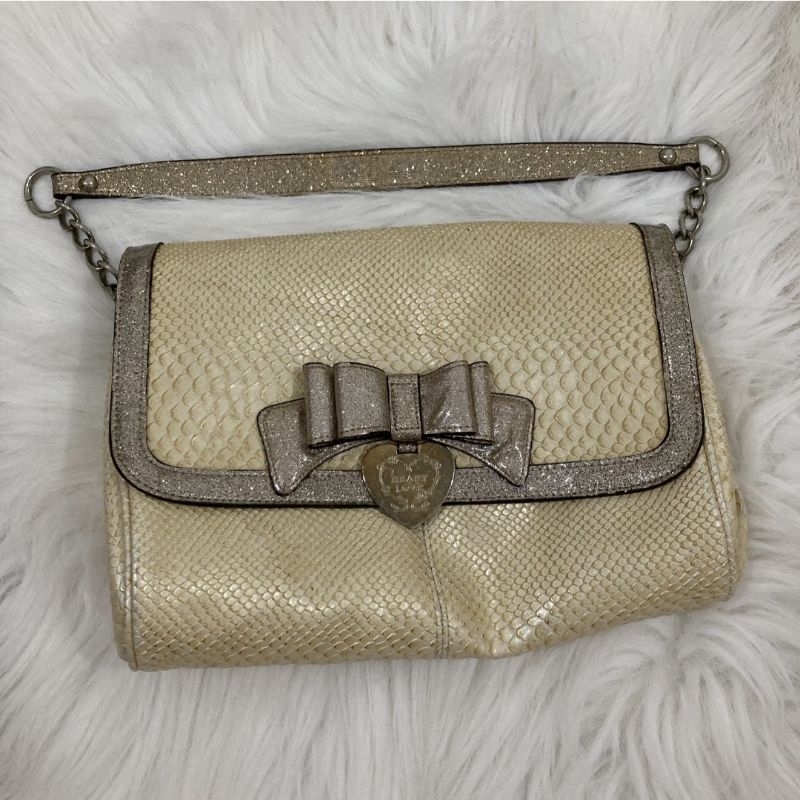 HEART LOVE original authentic vintage gold glittery shoulder bag