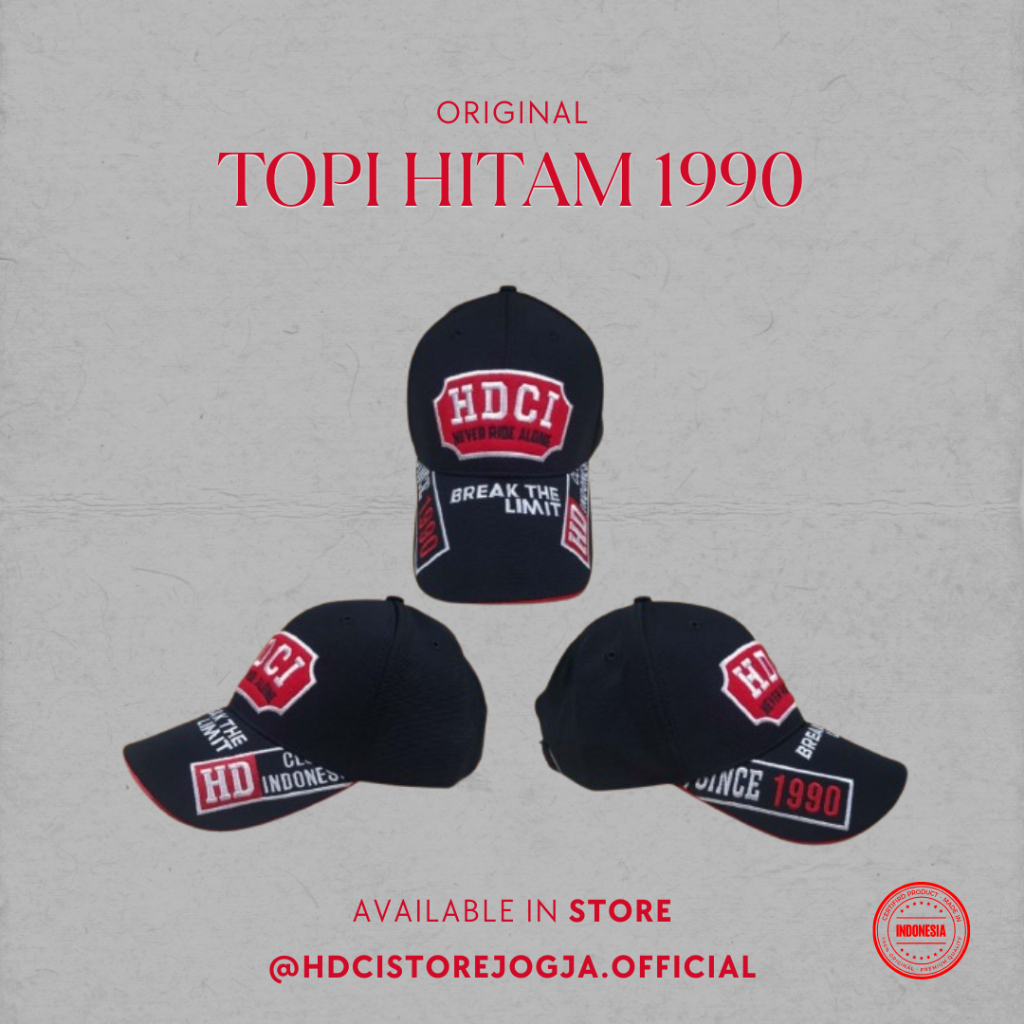 Topi Hitam 1990 Harley Davidson Club Indonesia Original