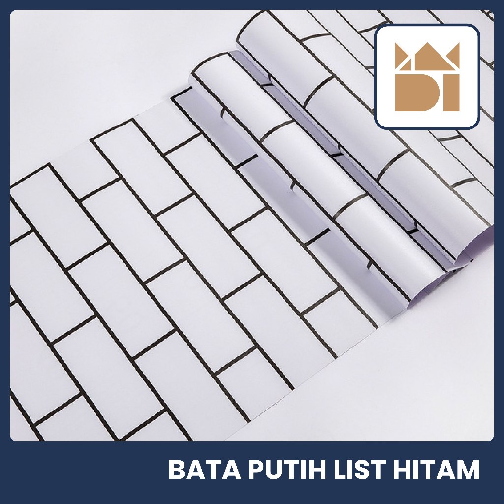 Adipati Dinding Interior - Wallpaper Dinding Bata Putih List Hitam | Wallpaper Stiker Dinding Motif 