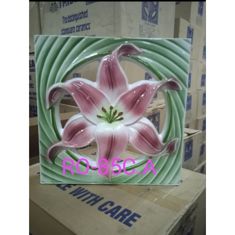roster keramik motif bunga lily 30*30