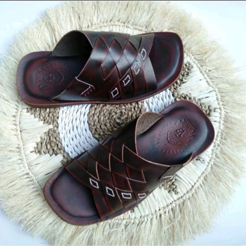 Sandal Kulit Pria Keren|Sendal Selop Pria Kulit Asli 100% K01