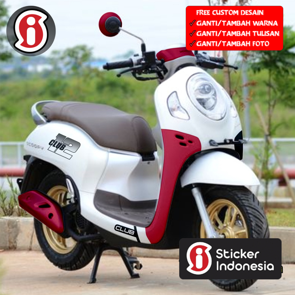 TERBARU STICKER MOTOR SCOOPY FI fi PRESTIGE KARBU 2018 2020 2022 CLUB NAVY BIRU PUTIH VARIASI MOTOR 