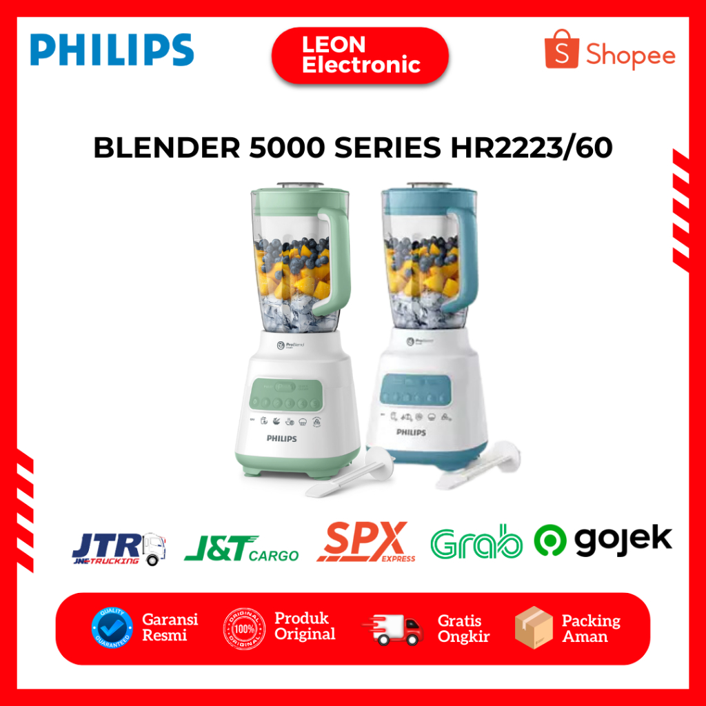 Philips Blender HR2223/70 2 Liter - 5000 Series - Blender Jus - Blender Bumbu Philips