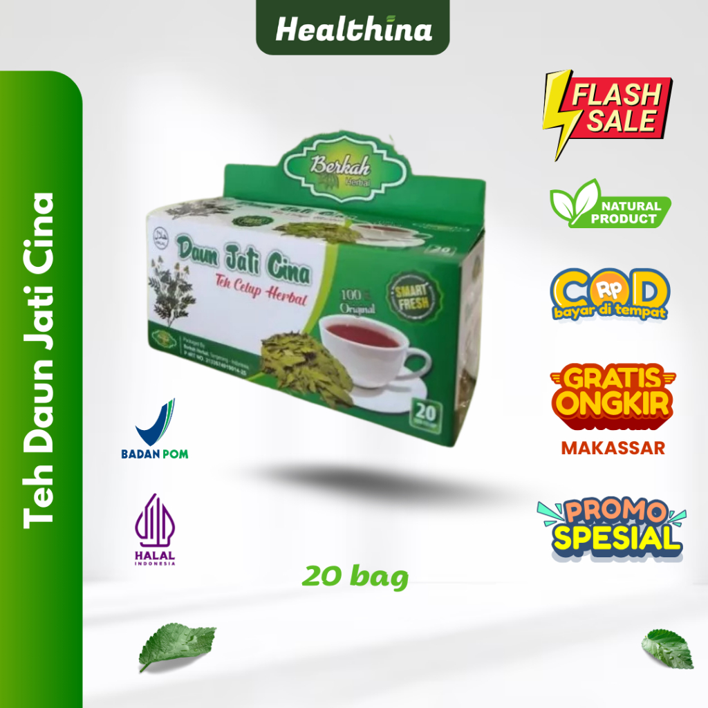 

TEH CELUP Jati Cina - Teh Pelangsing isi 20 Bag - BPOM - Teh Celup Daun Jati Cina - COD Makassar