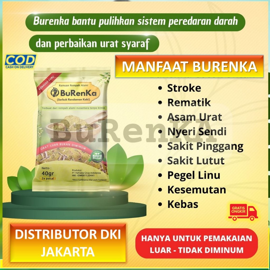 BuRenKa ORIGINAL Herbal Ramuan Serbuk Rendaman Kaki Reumatik Vertigo Pegal Tulang Ngilu Sendi kesemu