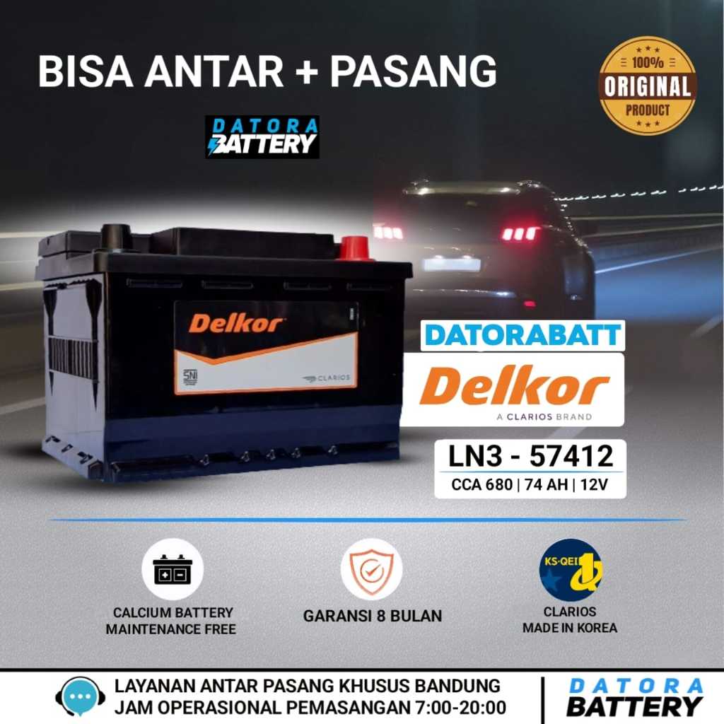 Aki mobil Toyota kijang Innova reborn diesel DELKOR ( LN3 ) 57412 12V