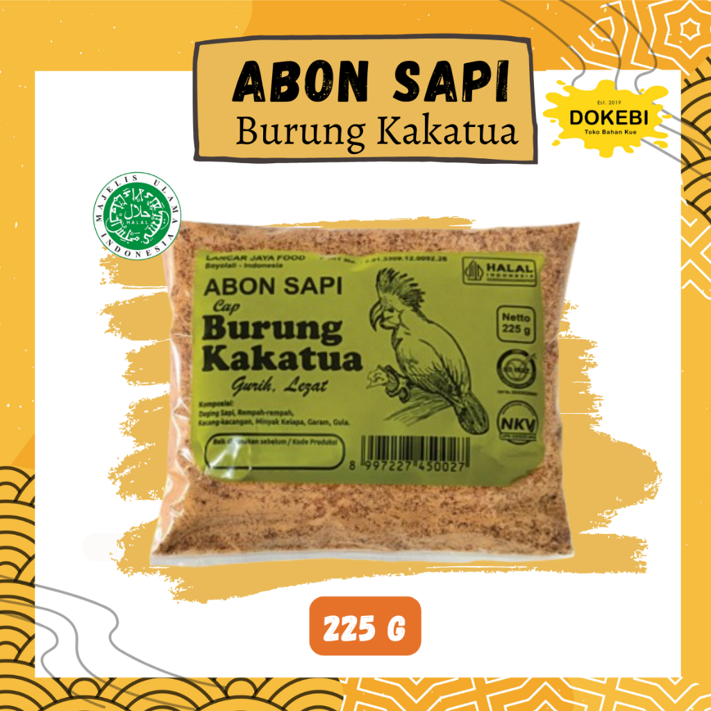 

ABON SAPI Cap BURUNG KAKATUA 225 GR - Label Hijau Khas Boyolali 225GR