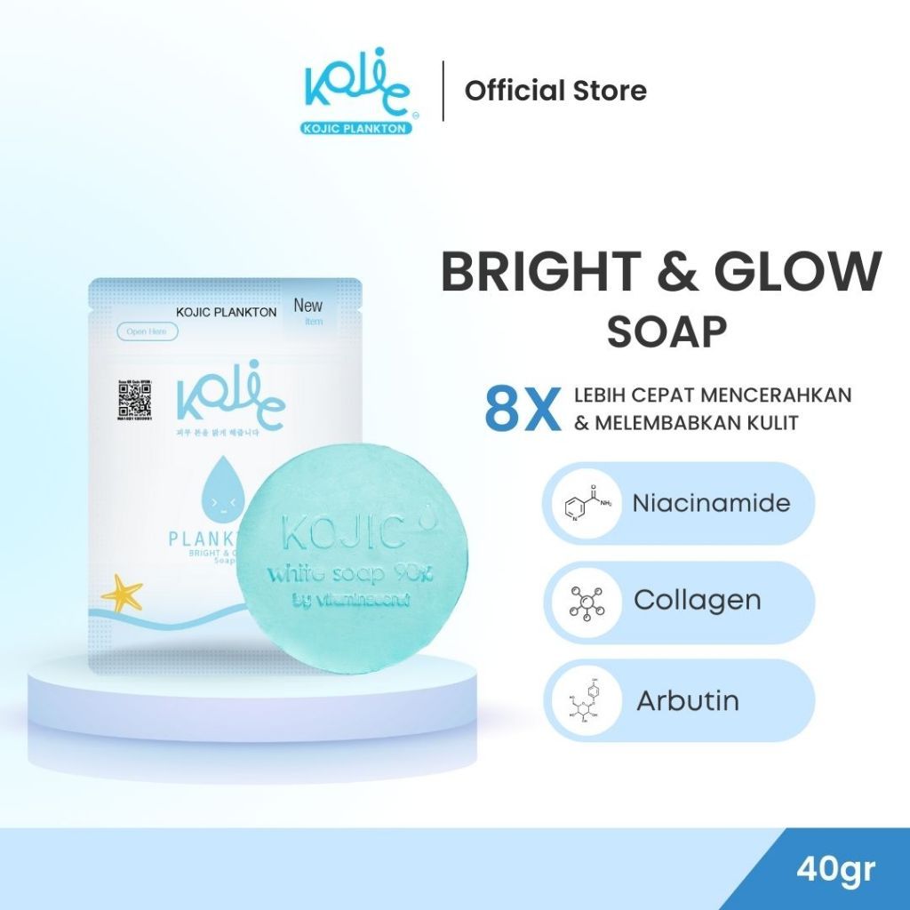 ✨TBS✨ KOJIC PLANKTON Bright & Glow Soap 40gr Hitam Mencerahkan Vitamin Bunga Niacinamide Mengencangk