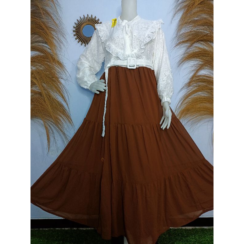 Malika Dress Brokat Kombinasi Ceruty / Dress Raya