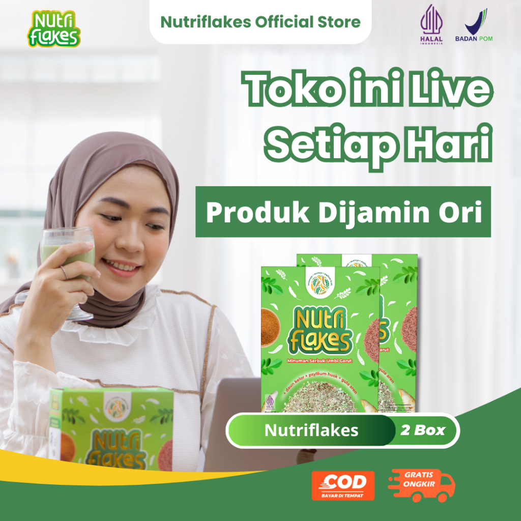 

Nutriflakes Sereal Umbi Garut Ampuh Atasi Magh, Gerd Dan Asam Lambung 2 Box