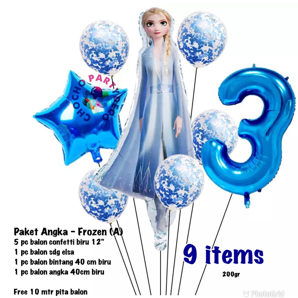 Paket Frozen - Paket ulang tahun Angka Frozen - Dekorasi ulang tahun frozen - Paket balon frozen