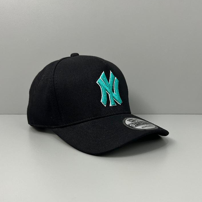 TOPI BASEBALL NY HITAM BORDIR HIJAU TOSCA