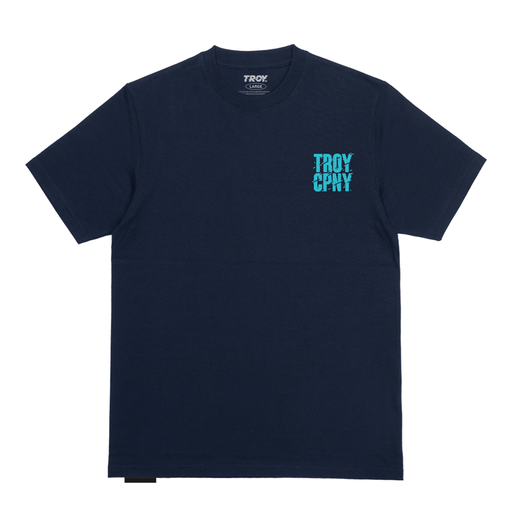 Troy Company T-shirt Blue Navy Glitch Ciano - Kaos Lengan Pendek Kaos Biru Navy MTD 2747