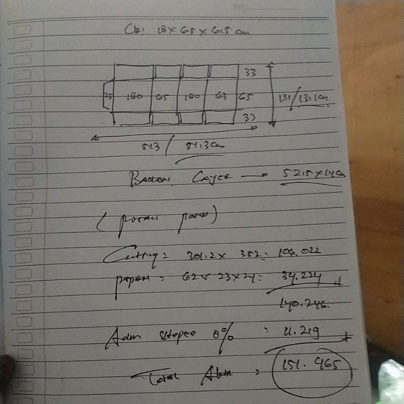 

pisaupond kardus custom UK 18x6,5x6,5cm