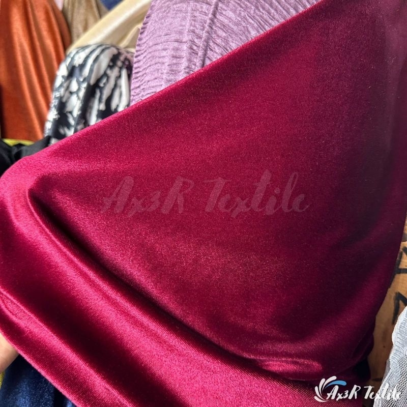 Bludru Maroon Kain Bludru Premium Stretch Tebal Bahan Bludru