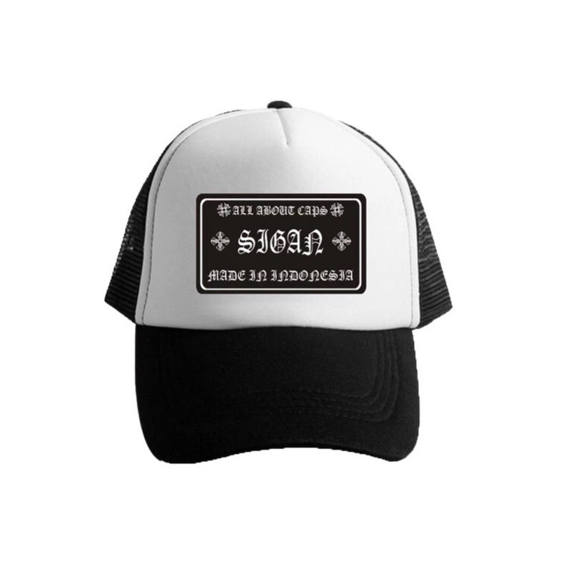 Topi Trucker KEREN - HITAM PUTIH