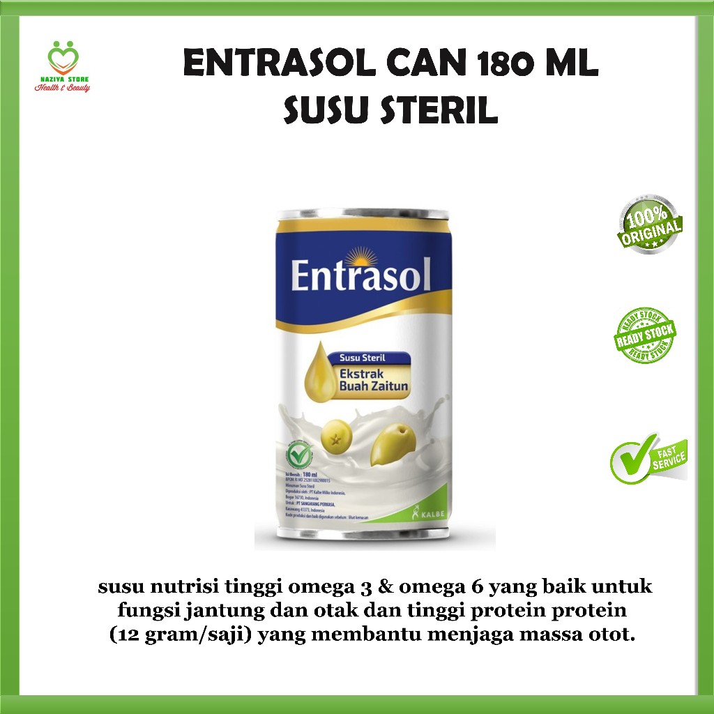 

ENTRASOL CAN 180 ML SUSU STERIL - Menjaga Daya Tahan Tubuh - Kesehatan Jantung