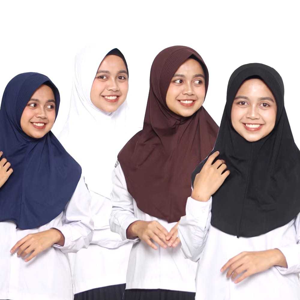 Bergo Sekolah Hijab Bergo Instan Kerudung Jilbab Polos Bahan Lycra