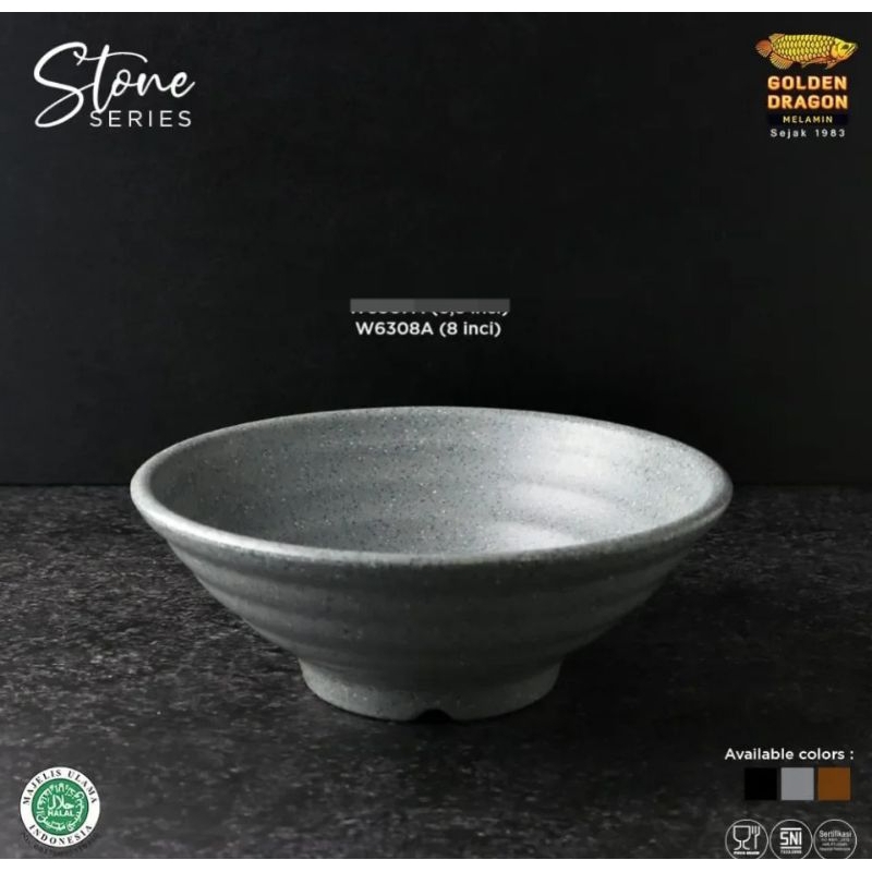 MANGKOK ULIR GOLDEN DRAGON W6308A ABU-ABU STONE (8") MELAMINE