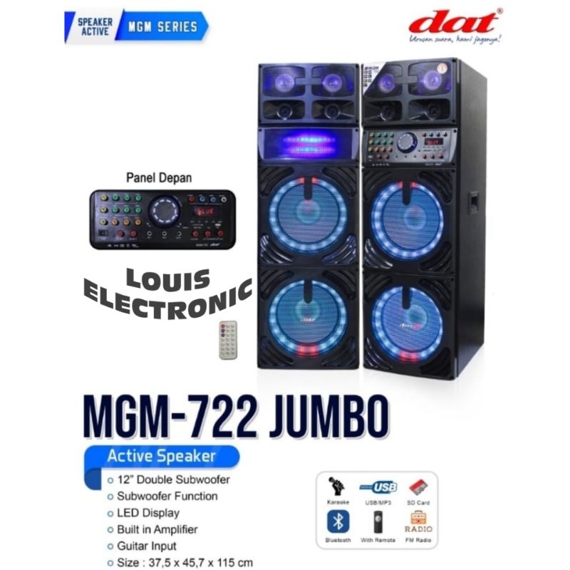 Speaker Aktif Pasif 12" DAT MGM 722 12" Double Subwoofer