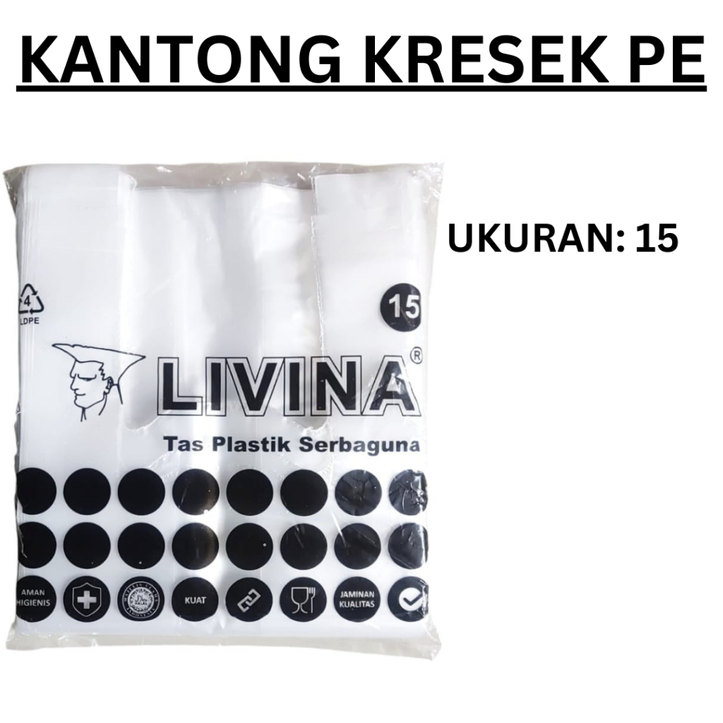 kantong Kresek PE, kantong Kresek plastik PE Bening Uk 15-20-25-30-35