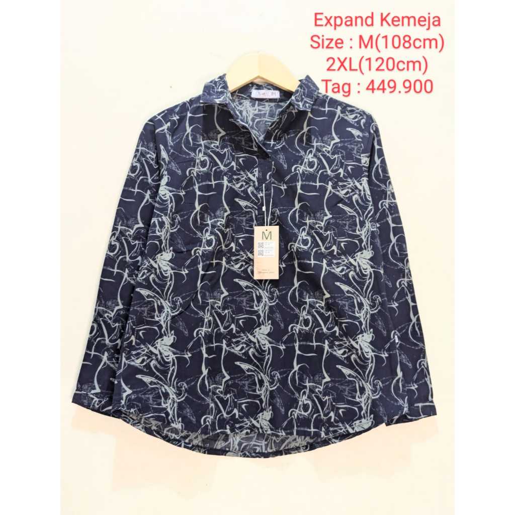 Expand Kemeja Atasan Pakaian Wanita Motif Abstrak Original