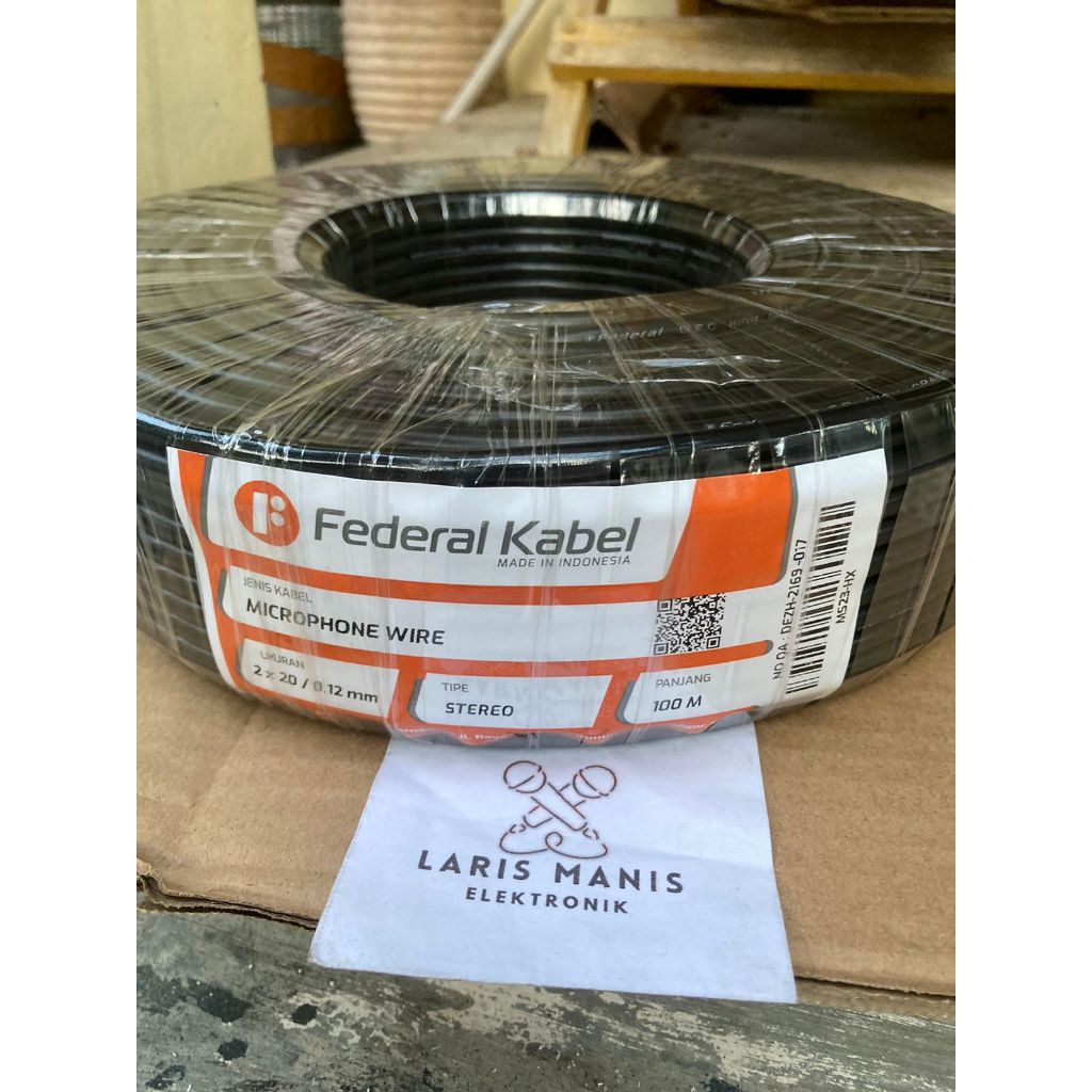Kabel Mic Federal Original Stereo Microphone 2x20/0.12mm Tembaga Murni 1 Roll 100 Meter Lentur Mudah