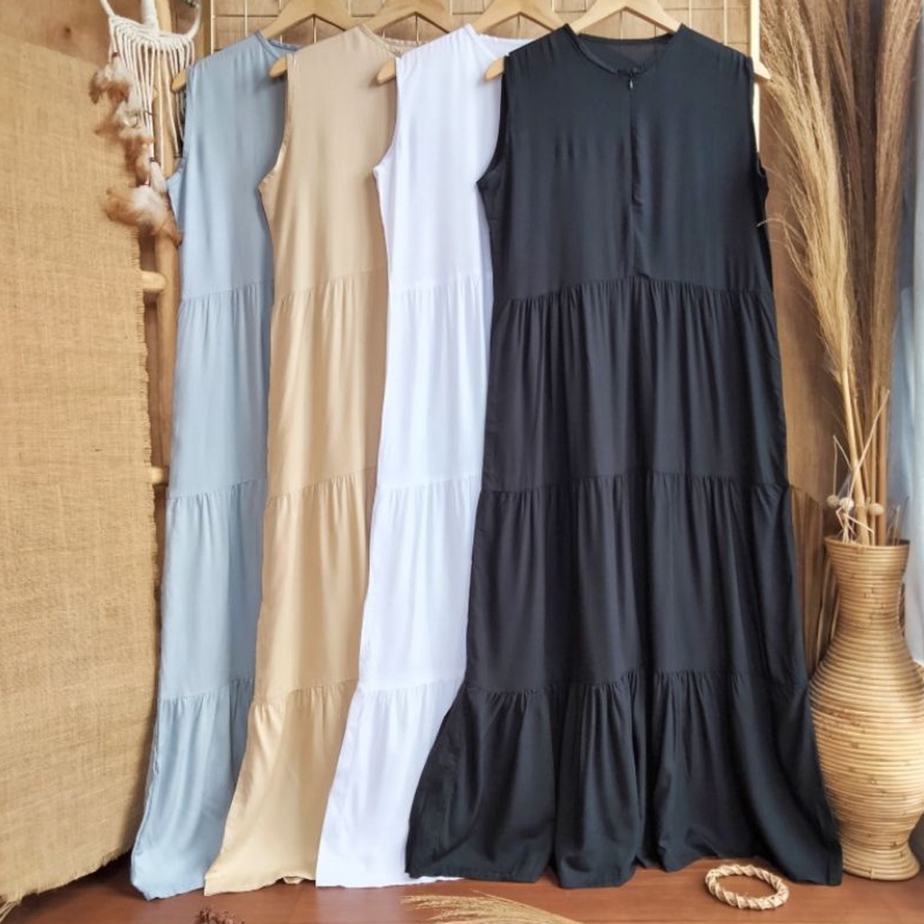 Inner Dress Tanpa Lengan Friendly Gamis Rempel Maxi Dress Busui Bahan Katun Premium