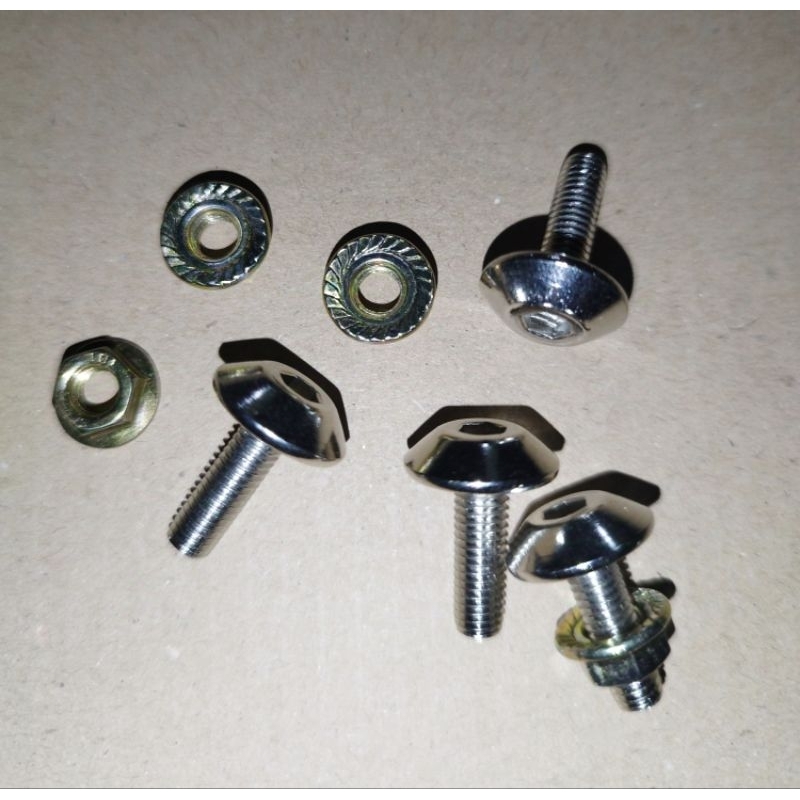BAUT FLANGE NUT, BAUT MUR TOPI 5X16 KUNCI L 4 WARNA NIKEL