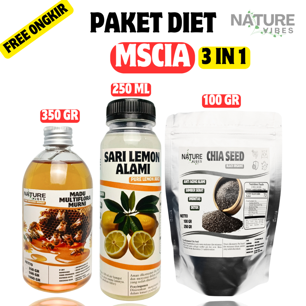 

Paket Diet 3 in 1 MSCHIA (Madu Multiflora, Sari Lemon, dan Chia Seeds)