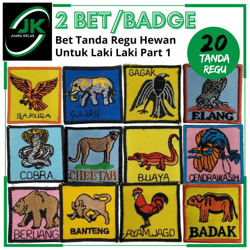 

[JK] 2Pcs Bet/Bedge Tanda Regu Bordir Hewan Pramuka Untuk Penggalang Laki-laki Part 1