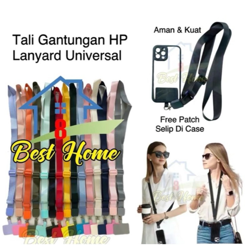 Lanyard Tali Gantungan HP bahan Lebar Strap For All Gadget (Tali Lanyard + Patch untuk Selip di Case HP)