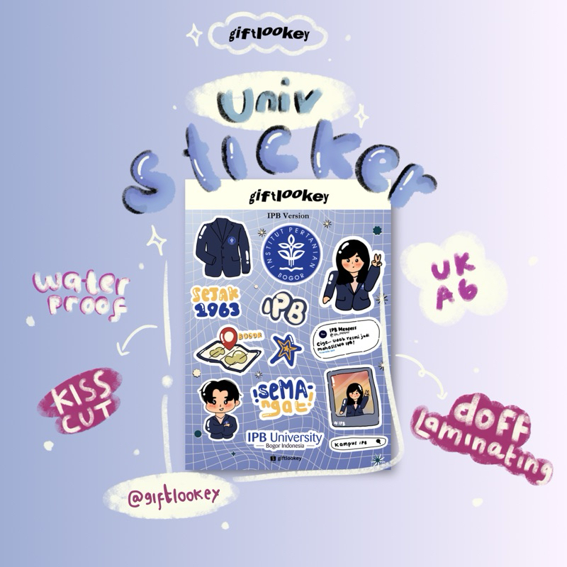 

[IPB] Sticker Universitas/Sticker Lucu/Sticker Aesthetic/Sticker Kiss Cut