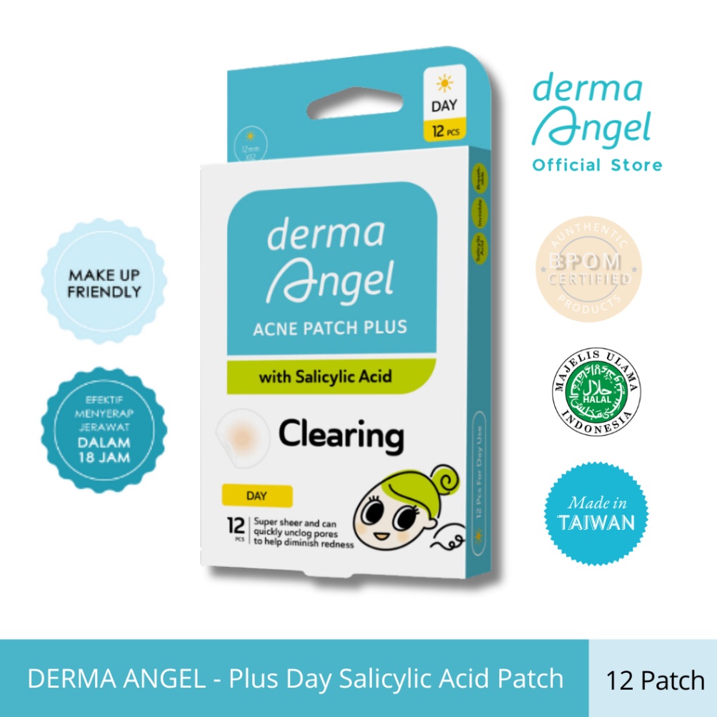 Derma Angel Acne Patch Plus with Salicylic Acid Day Isi 12 Patch  Plester Jerawat Batu  Plester Jera