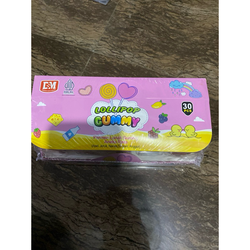 

permen lunak lolipop gummy 1 box isi 30