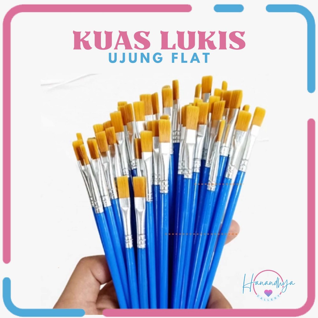 

Kuas Lukis Ujung Flat Cat Air Minyak Kanvas Paintbrush Painting brush Canvas Art Acrylic Painting Akrilik Palet Bahan Bulu Nylon 100% Lembut Awet