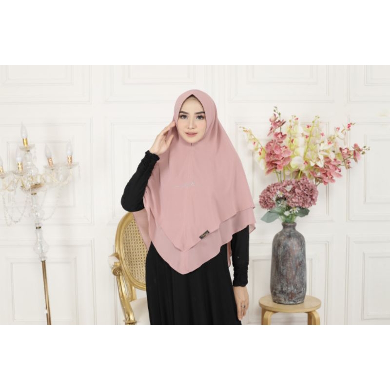Khimar ceruti baby doll/hijab syar'i /kerudung ceruti 2 layer v jumbo