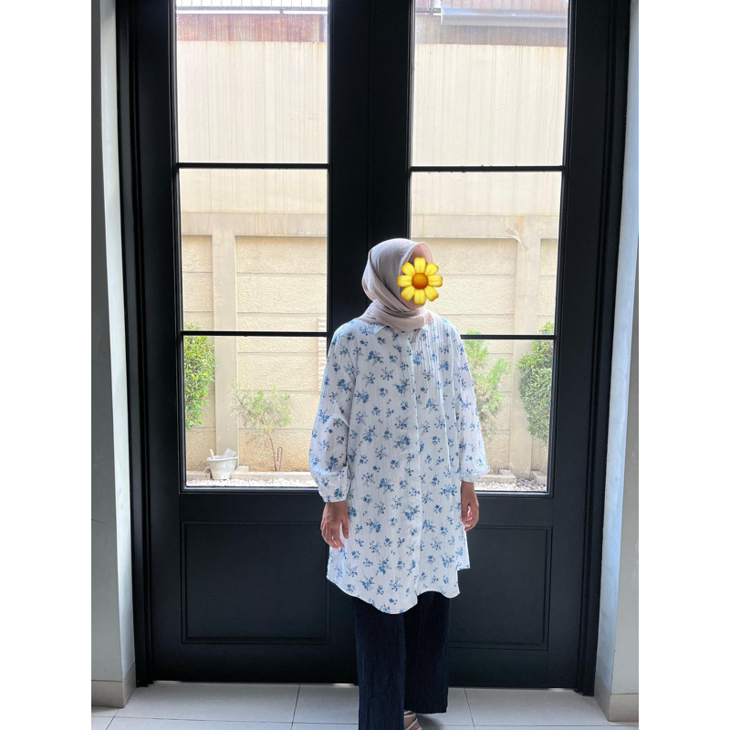 Tunik Crinkle Lavanda Motif Bunga