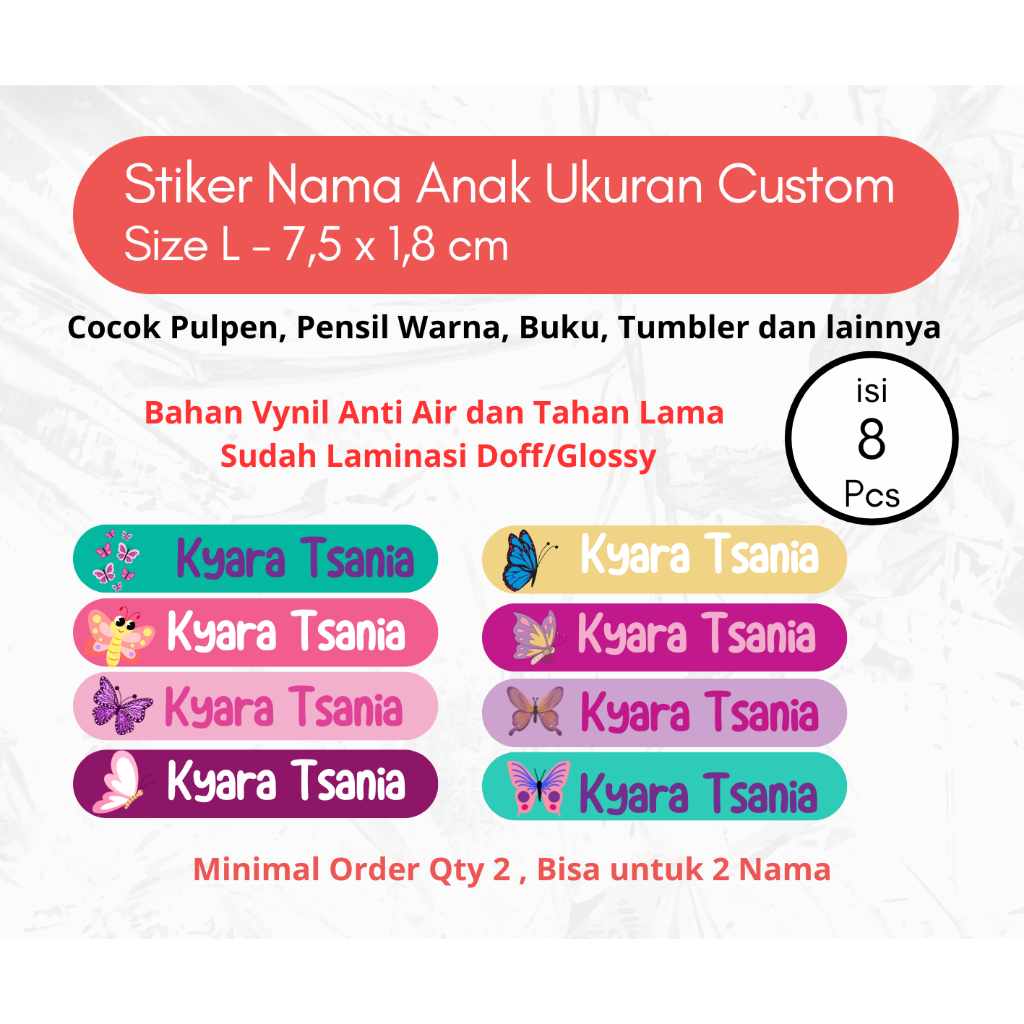 

Label Nama Kupu-Kupu Fairy Cantik, Label Nama Girly Custom, Label Sticker Butterfly, Label Nama Pink Tosca Pastel untuk Binder