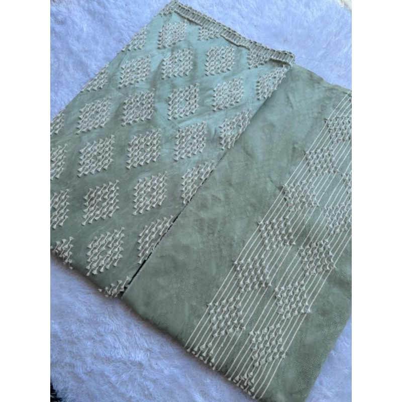 SET COUPLE SAGE GREEN TENUN BULU PREMIUM