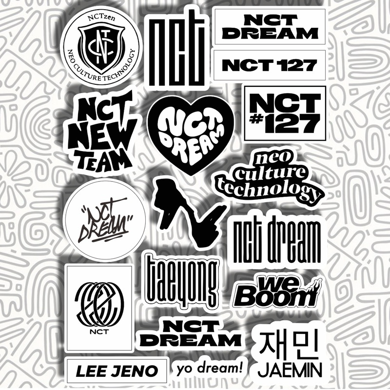 

Sticker case hp Kpop NCT EXO BTS aesthetic black white || stiker NCT