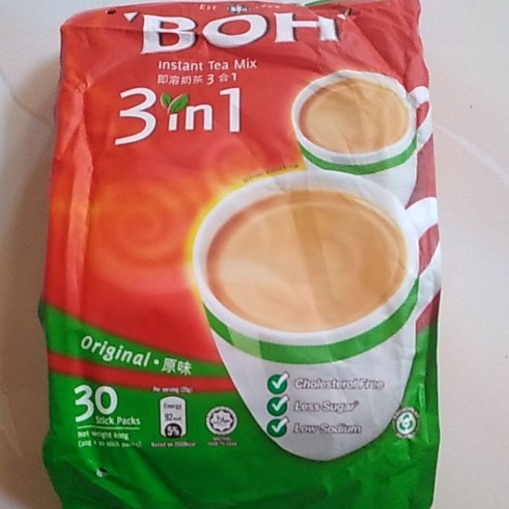 

Ready Bermutu Boh milk tea 3 in 1 isi 3 sachet exp226