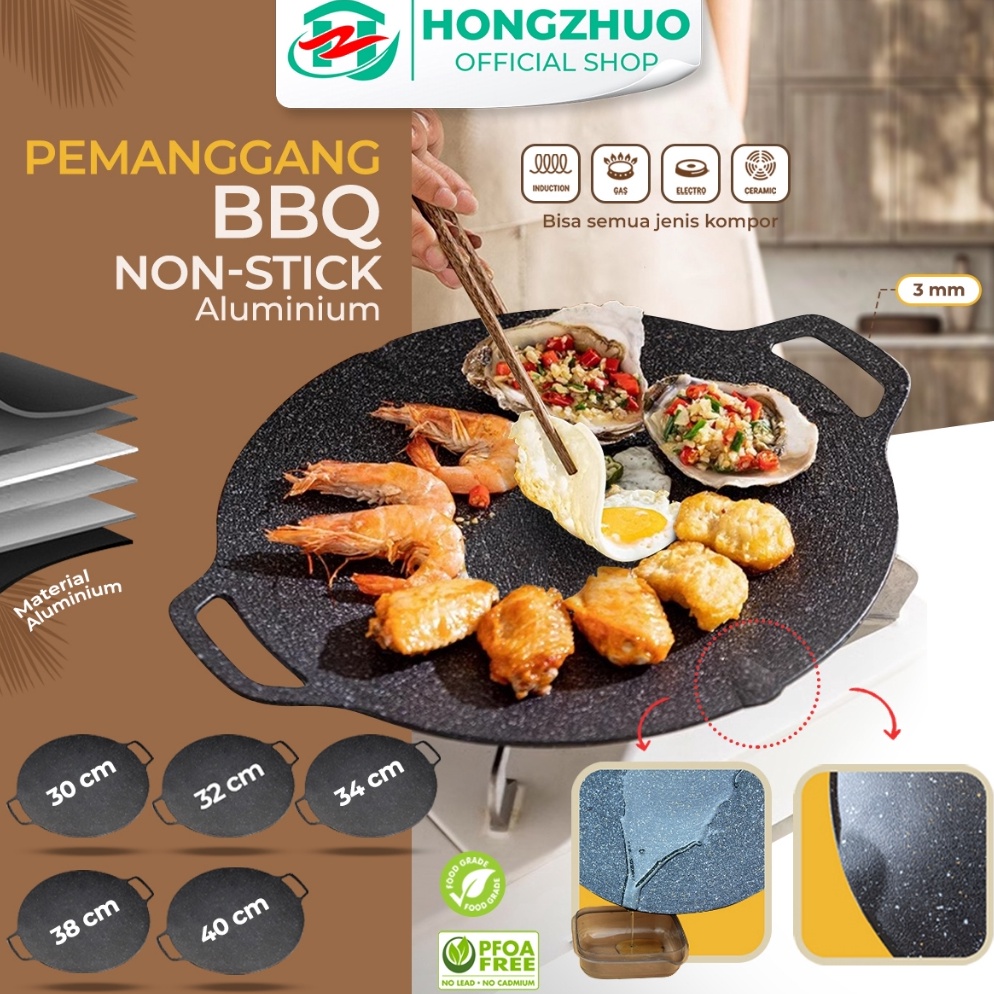 Miliki sekarang Hongzhuo Alat pemanggang  Tempat pemanggang bulat BBQ Piring pemanggang diameter 323