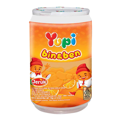 

Yupi gummy bin and ben jeruk 70 gram