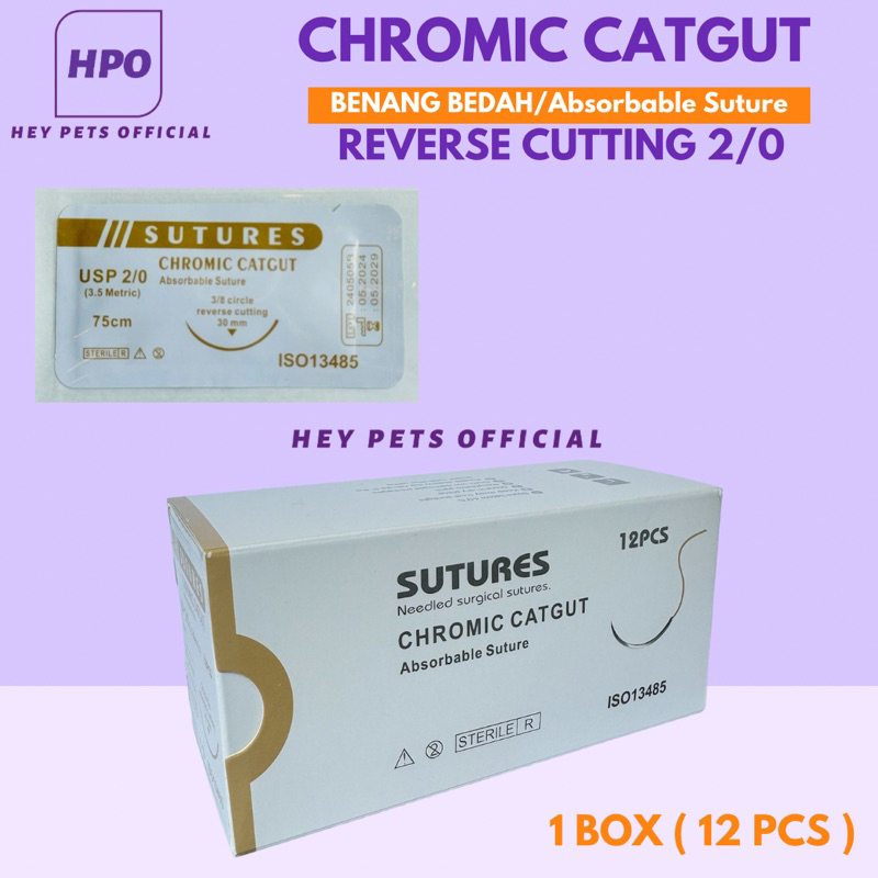 Catgut Chromic Surgical Suture / Benang Jahit Medis (khitan sunat) (dental) CATGUT CHROMIC (Reverse