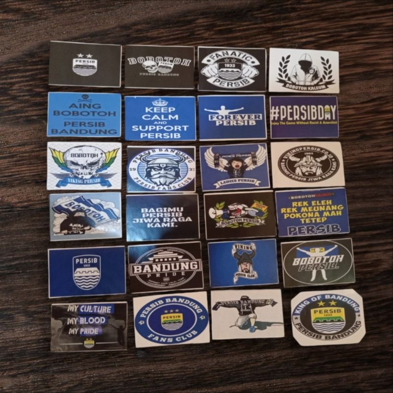 

20 pcs sticker persib bandung, bobotoh & viking bahan cromo glossy