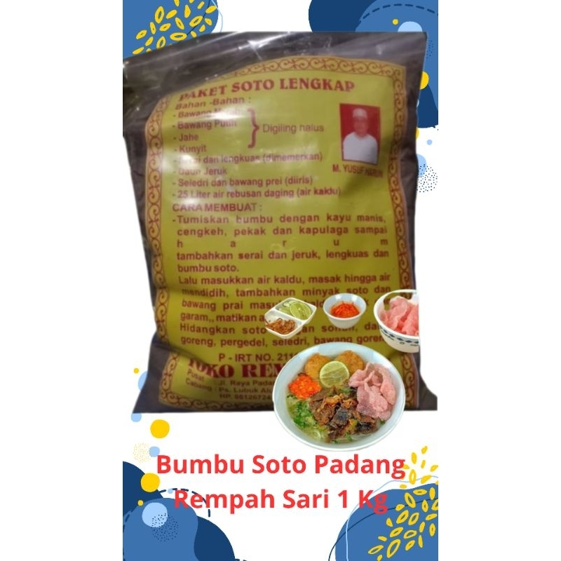 

Bumbu Soto Bubuk Rempah Sari Asli Pariaman 1kg