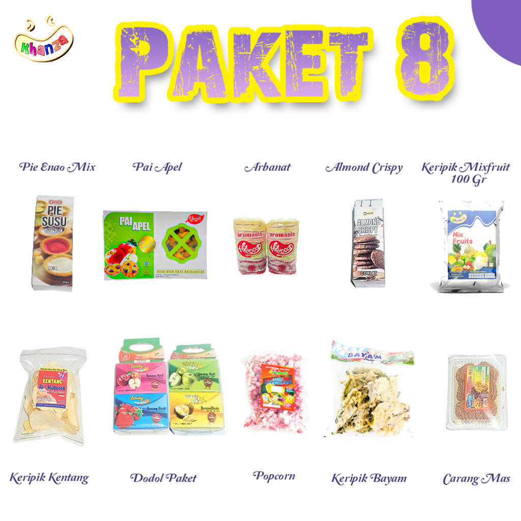 

PAKET HEMAT 8 10 PCS PIE MIX PAI APEL ARBANAT ALMOND CRISPY KERIPIK MIX FRUIT KERIPIK KENTANG DODOL PAKET POPCORN KERIPIK BAYAM CARANG MAS