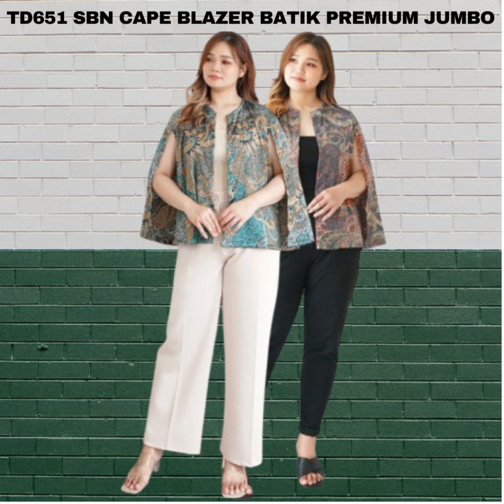 TD651 SBN CAPE BLAZER JUMBO PLUS SIZE XXL BATIK SATIN PREMIUM MODERN TRENDY/BLAZER KANTOR WANITA PAR